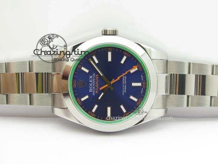 1225 HighPerformance Milgauss 116400 GV JF 1:1 Green Sapphire Blue Dial On SS Bracelet SA 3959